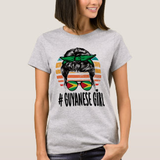 Camiseta Chica guyanés Messy Hair Guyana Orgullo patriótico