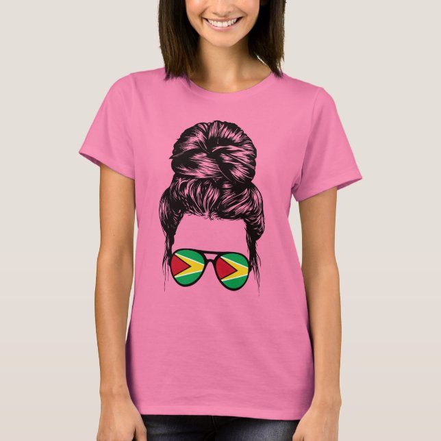 Camiseta Chica guyanés Messy Hair Guyana Orgullo patriótico (Anverso)