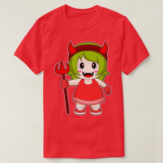 Camiseta Chica Halloween Devil Trident (Diseño del anverso)
