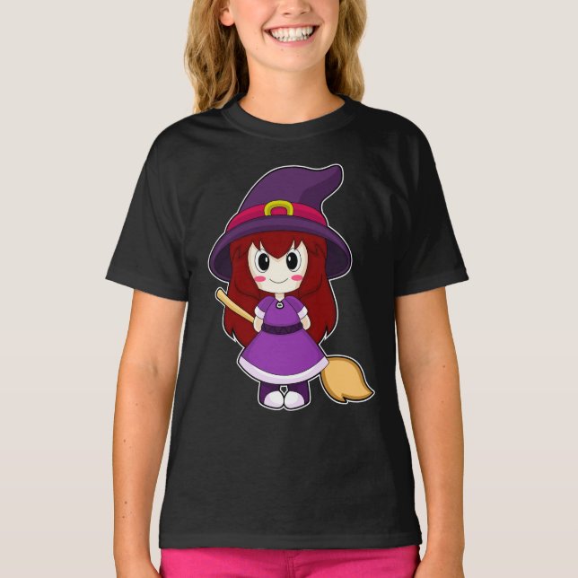 Camiseta Chica Halloween Witch Broom (Anverso)