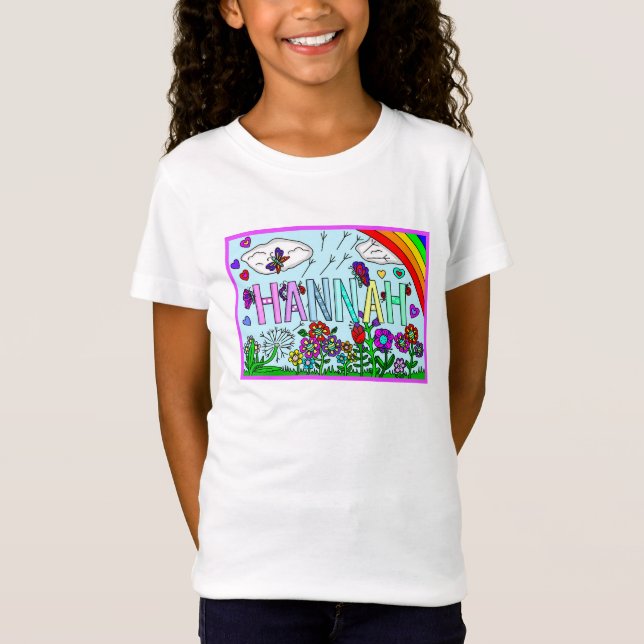 Camiseta Chica Hannah Flores singulares, arcoiris (Anverso)