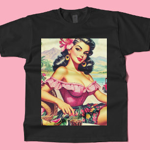 Camiseta Chica hispano de Belleza Retro
