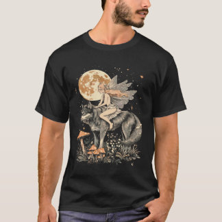 Camiseta Chica Hongo Dark Cottagecore Hada Luna Llena Mujer