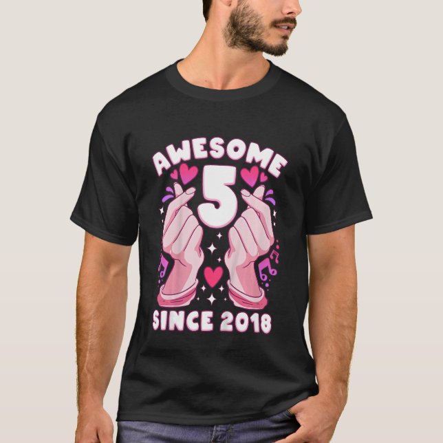 Camiseta Chica infantil 5 cumpleaños, nacido en 2018, coraz (Anverso)