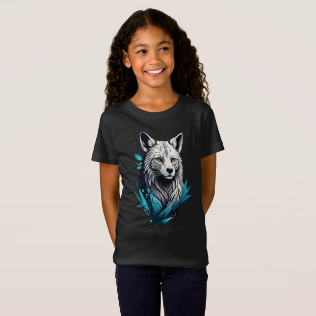 Camiseta Chica infantil básico de lobo digital (Anverso completo)