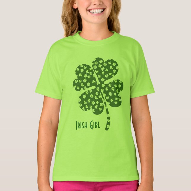 Camiseta Chica irlandés del Shamrock verde espléndido (Anverso)