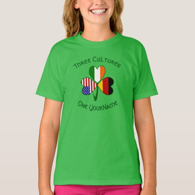 Camiseta Chica irlandés-estadounidense Shamrock personaliza (Anverso)