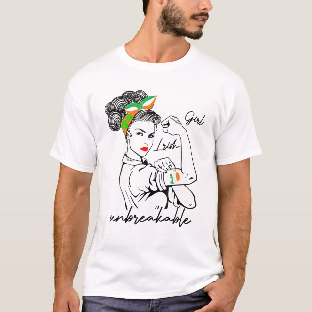 Camiseta Chica irlandés inquebrantable Patrick Day bandera  (Anverso)