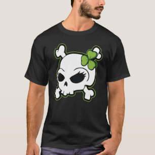 Camiseta Chica irlandés lindo Skull Shamrock Bow Funny St P