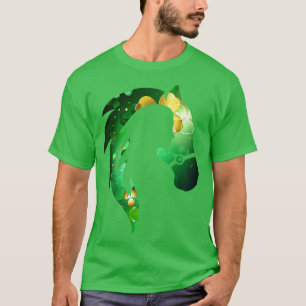 Camiseta Chica irlandés y caballo con cosmética del patrón 