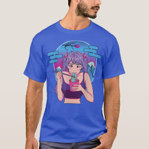 Camiseta Chica japonés come fideos Anime Manga gráfico A