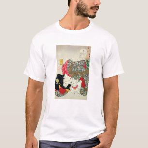 Camiseta Chica japonés con gato, Tsukioka Yoshitoshi