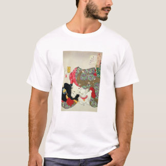 Camiseta Chica japonés con gato, Tsukioka Yoshitoshi