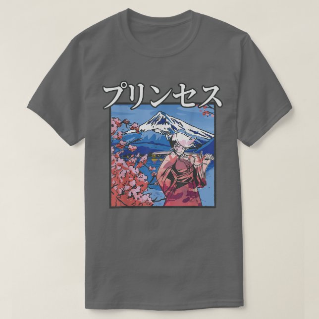 Camiseta Chica japonés de estética samurai con flores de ce (Diseño del anverso)