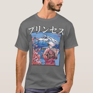 Camiseta Chica japonés de estética samurai con flores de ce