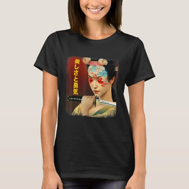 Camiseta Chica japonés de geisha Wakizashi espada Japón Bus (Anverso)