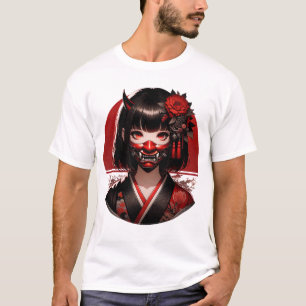 Camiseta Chica japonés de Kawaii Anime Waifu Otaku Máscara 