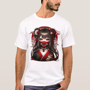 Camiseta Chica japonés Kawaii Anime Gothic Waifu Otaku Oni