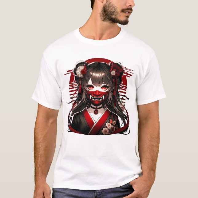 Camiseta Chica japonés Kawaii Anime Gothic Waifu Otaku Oni (Anverso)