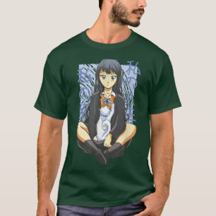 Camiseta Chica japonés kawaii-ánime sentado con Neko