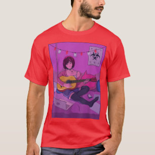 Camiseta Chica japonés toca guitarra anime manga gráfica a
