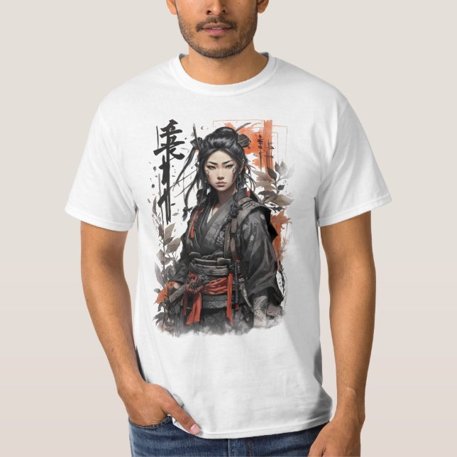 Camiseta Chica japonesa samurai ninja mujer guerrera china (Anverso)