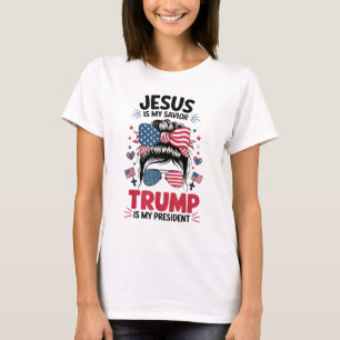 Camiseta Chica Jesús Mi Salvador Trump Presidente Cristiano