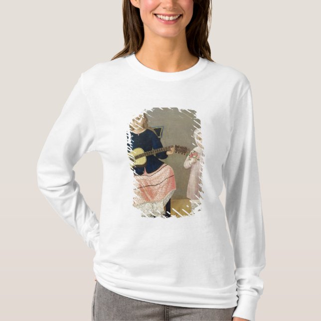 Camiseta Chica joven con una guitarra y un niño con a (Anverso)