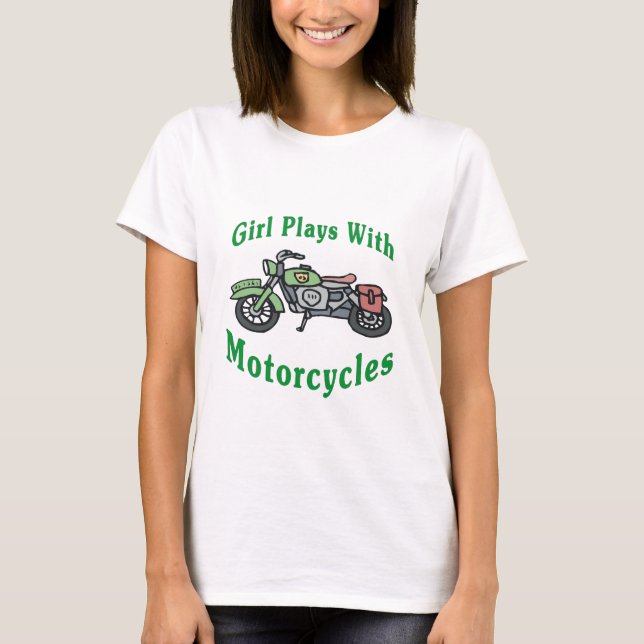 Camiseta Chica Juega Con Motocicletas (Anverso)