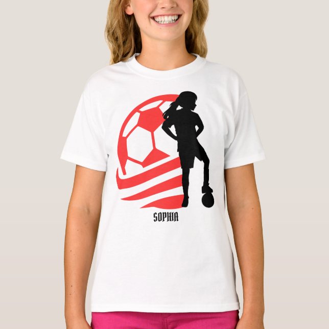 Camiseta Chica jugador de fútbol, Chica de fútbol caja de f (Anverso)