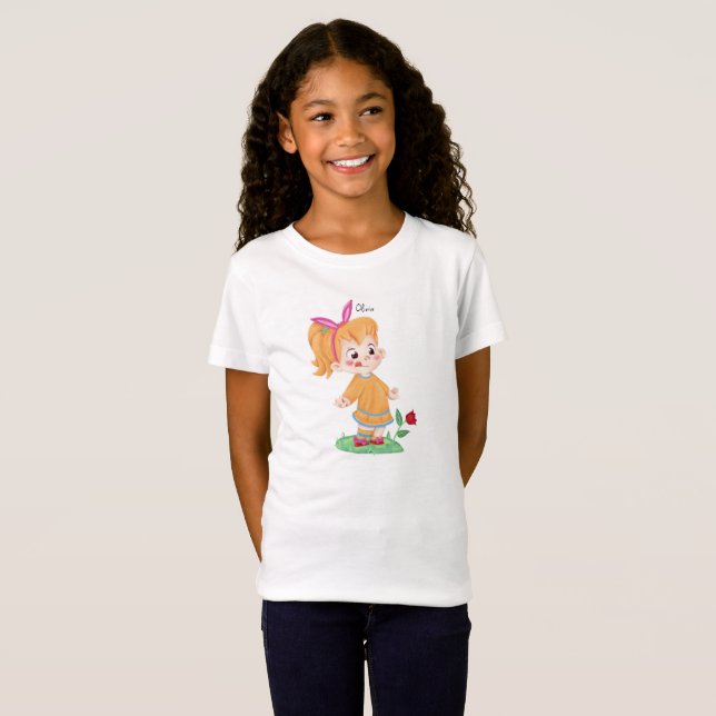 Camiseta Chica Kawaii Flor "Olivia" niños (Anverso completo)
