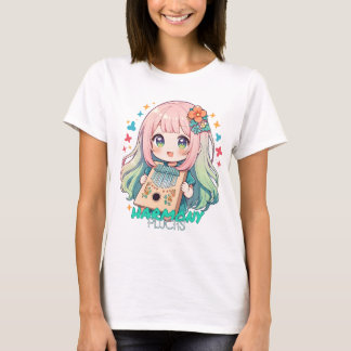 Camiseta Chica kawaii jugando kalimba