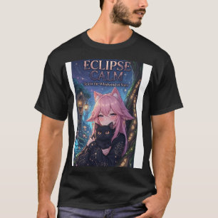 Camiseta Chica Kawaii Neko y Estética de Gato Negro Anime C