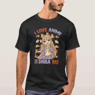 Camiseta Chica Kawaii Otaku - Amo A Anime Y Shiba Inu - C