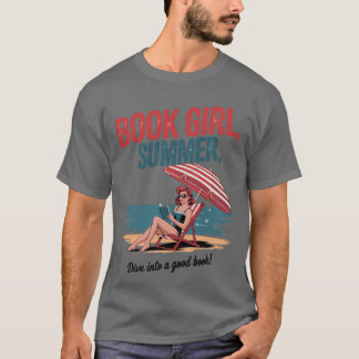 Camiseta Chica leyendo libro verano divertido vacaciones de