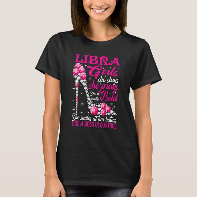 Camiseta Chica Libra Como Un Jefe En El Control De Zapatos  (Anverso)