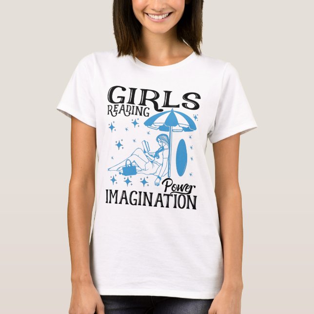Camiseta Chica libro tee chica lectura imaginación poder (Anverso)