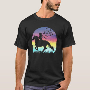 Camiseta Chica linda a caballo montando caballo árabe puest