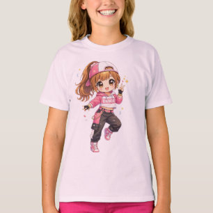 Camiseta Chica linda bailarina de Hip Hop de anime - rosa g