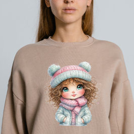 Camiseta Chica Linda de Invierno Bufanda Acogedora Arte Kaw
