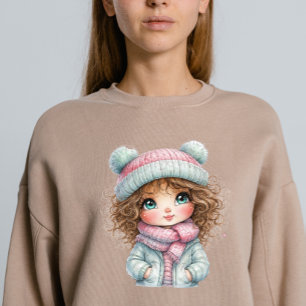 Camiseta Chica Linda de Invierno Bufanda Acogedora Arte Kaw