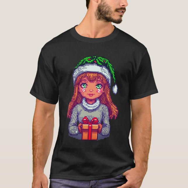 Camiseta Chica linda de Navidad pixelart  (Anverso)