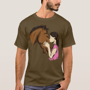 Camiseta Chica lindo besando a un caballo Shirt TShirt por 
