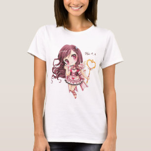 Camiseta Chica lindo con el palillo del corazón en vestido