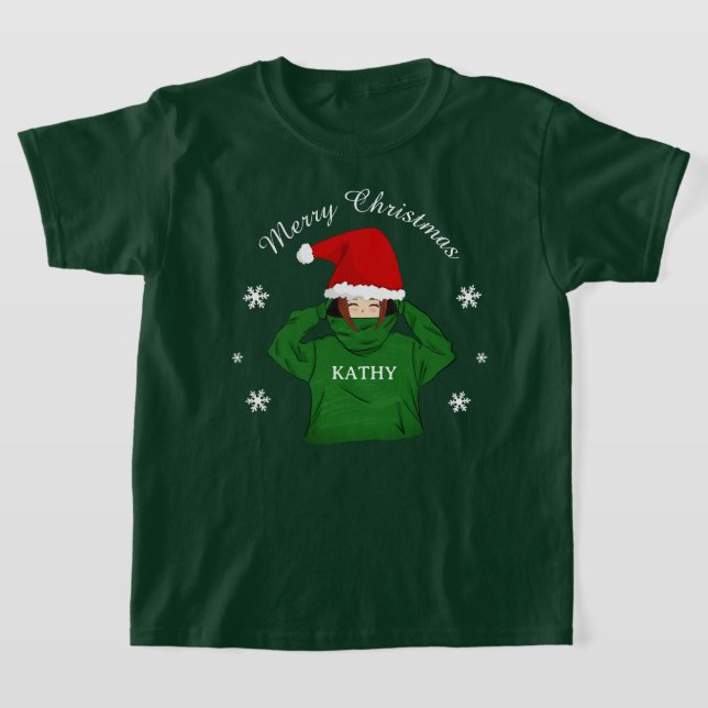 Camiseta Chica lindo con Navidades de Green Hoodie Santa Ha (Distribución)