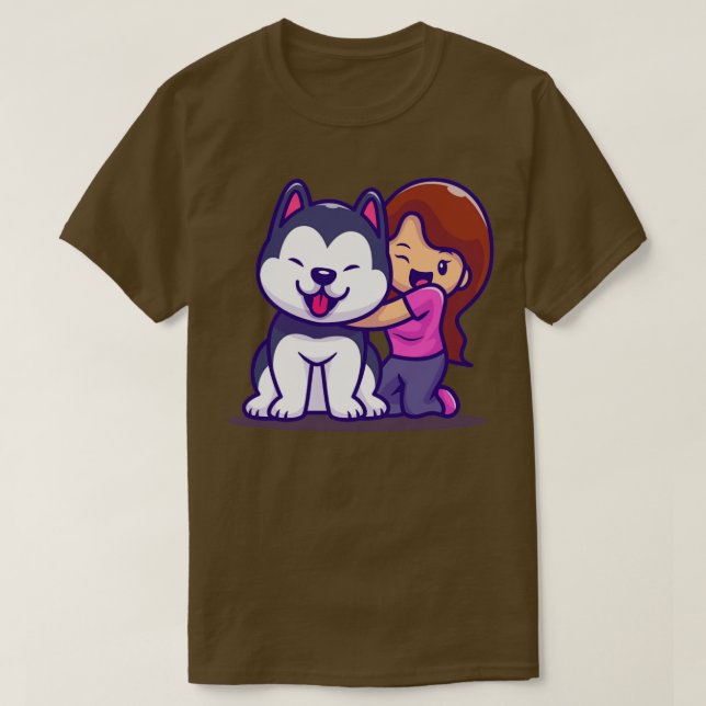 Camiseta Chica lindo con perro Husky (Diseño del anverso)
