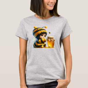 Camiseta Chica lindo con traje de abeja con miel