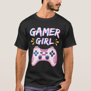 Camiseta Chica Lindo Controlador Rosa Videojuego Chica Juga