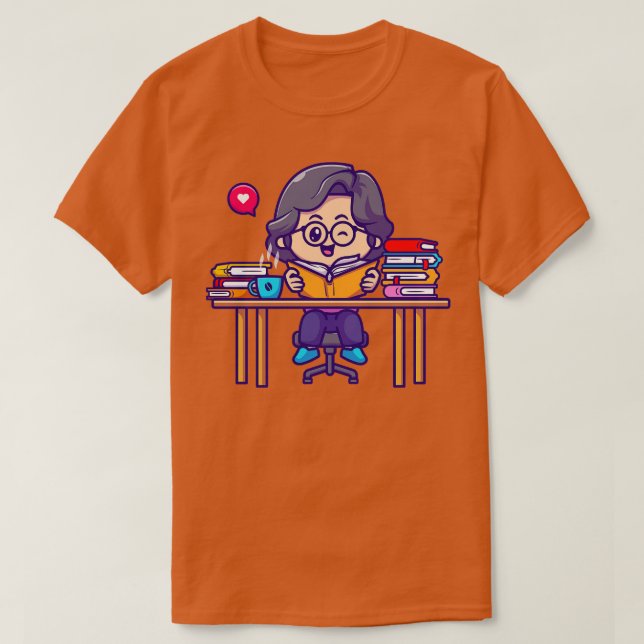 Camiseta Chica lindo leyendo Personalizado de libros (Diseño del anverso)