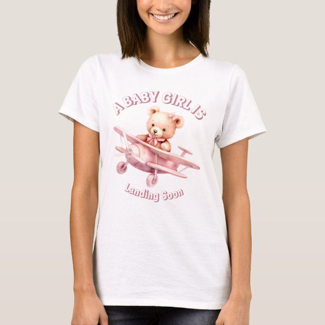 Camiseta Chica lindo piloto de oso bebé piloto avión rosado (Anverso)